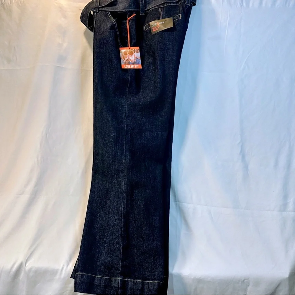 One 5 One Dark Indigo Wide Leg Jeans - Picture 6 of 9